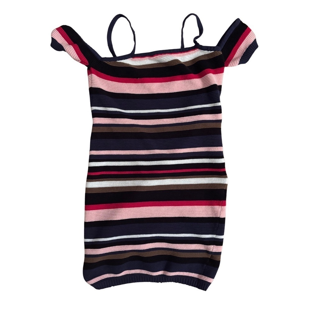 Vintage Striped Off-Shoulder Dress